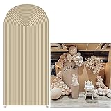 Light Tan Ripples Pattern Arch Backdrop Cover for Birthday Party Wedding Baby Shower Decorations Chiara Backdrops Arched Wall Frame Stands Covers Props GP-454 4ft * 7ft