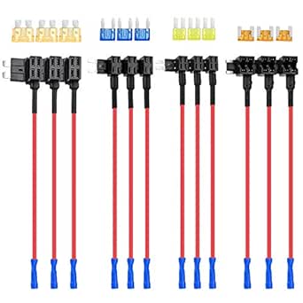 Nilight 12 Pack 12V Car Add-a-Circuit Fuse Tap Kit with 4 Types of Fuse Holders