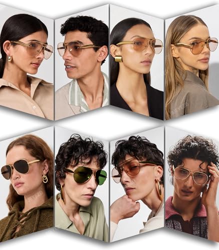 AIEYEZO Gold Aviator Sunglasses for Women Men Oversized Thick Frame Sun Glasses Fashion Retro Sardine Pilot Shades4