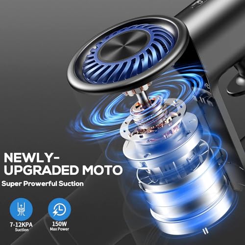 Image of Cordless Vacuum Cleaner, 6 in 1 Lightweight Stick Vacuum with Rechargeable Battery, Handheld Conversion, LED Headlights & 180 Swivel Brush, for Hardwood Floor Carpet Pet Hair Stairs Car(Blue)