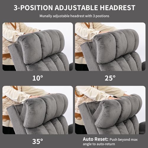 Zuacs Dual Motor Power Lift Chair 26" Extra Wide Recliner Chair for Elderly with Headrest, Flip Arm Storage,Massage & Heat,Oversized Lay Flat Recliner with Cupholders,USB Ports,Type C,Zero Gravity - Image 5