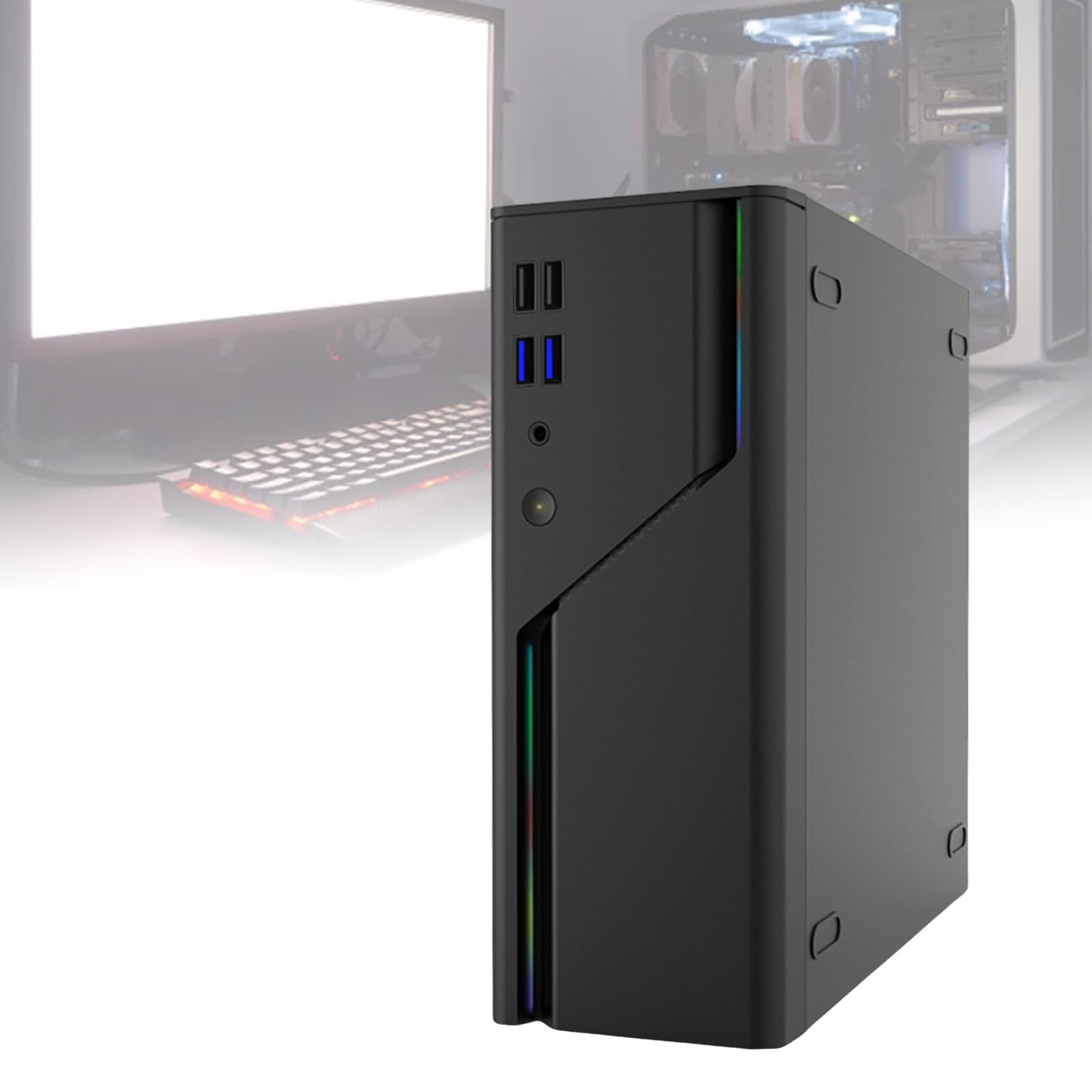 Custodia per computer in miniatura interamente in metallo, con posizionamento orizzontale verticale, consente di risparmiare il 90% di spazio rispetto alle torri standard per postazioni di lavoro