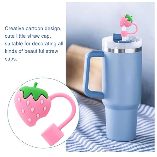 Image of Straw Cover Cap for Stanley Cup,Straw Topper Compatible for 30&40 Oz Tumbler with Handle,10mm 0.4in Dust-Proof Reusable StrawCovers for Christmas Gifts