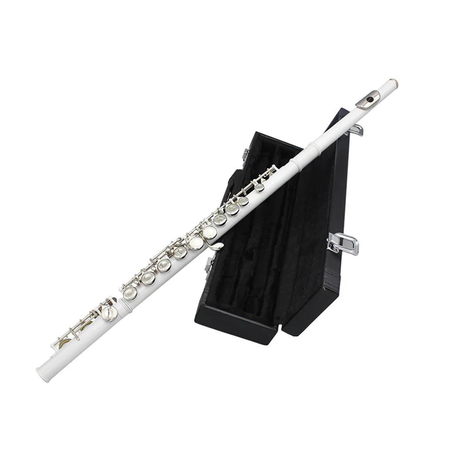Flauta Travesera Classic Flauta Con Llave En C De 16 Agujeros Para Principiantes Con Estuche Guantes De Tela Y Accesorios(White)