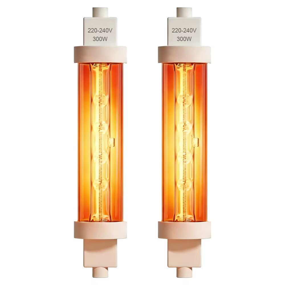 300W R7s Food Heat Lamp Bulbs, 2 Pcs R7s Bulb 118mm LED Dimmable, Warm White 2700K, Gantry Food Lamp Jacketed, 240V Buffet Food Warmer, Food Safe Bulb Lights for Catered Event, Canteen, Buffets