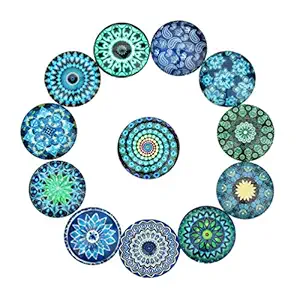 Exceart 20pcs Mixed Mosaic Tiles Round Mosaic Tiles Cabochons Mosaic Tiles Assortment Glass Gems for DIY Crafts Crystal Mosaic Supplies 14mm