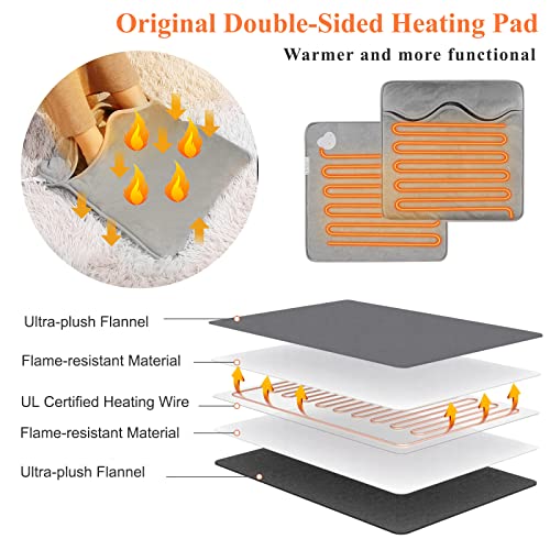 Electric Heated Foot Warmer Double-Side Foot Heating Pad,Ultra Soft Flannel Electric Fast Heating Pad,Auto Shut Off, 6 Temperature 4Timer Setting Foot and Hand Pain Relief Large 16''x16''