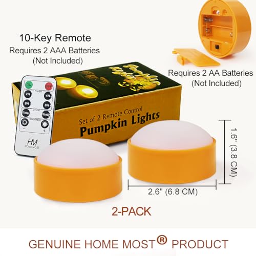 Image of 2-Pack Halloween Pumpkin Lights with Remote /Timer - Orange Pumpkin Lights LED Battery Operated Halloween Decor - Jack-O-Lantern Outdoor Decorations