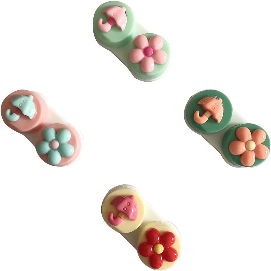 Ecago 1PCS Double Contact Lenses Box Contact Lens Case for Eyes Care Kit Holder Container (Flower) S827