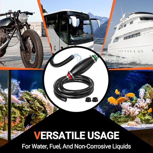 Handpumpe, Saugpumpe Benzinpumpe Pumpe zum Umfüllen von Flüssigkeiten Wasser, Diesel, Siphonpumpe für Benzin, Öl Manuelle Transferpumpe mit Vakuumfunktion und langem Schlauch