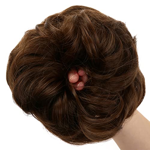 JJstar Messy Hair Bun Curly Wavy Hair Scrunchies Accessories Pieces for Women Girls Synthetic Chignons (Medium Ash Brown) - Image 4