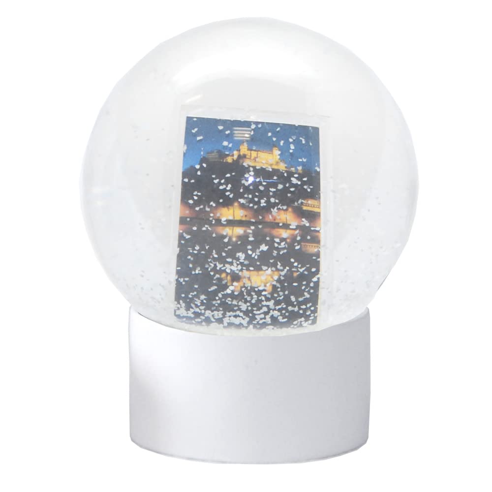 Snowglobe for You 40075 Photo Snow Globe Glass Filled Photo Frame with Plastic Base Round 100 mm Diameter White - Image 2