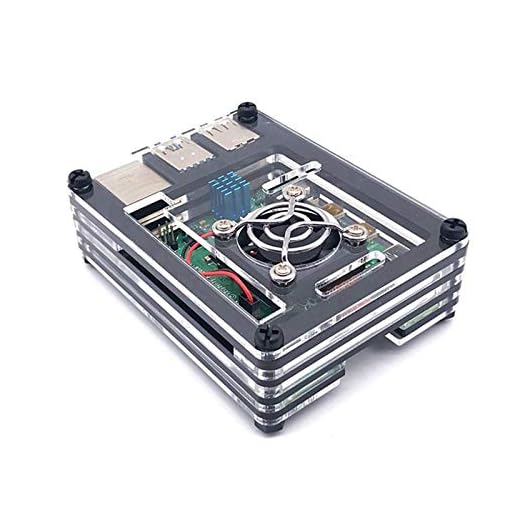 Digitalkey Case per Raspberry Pi 4 Acrilico con Ventola per Raffreddamento