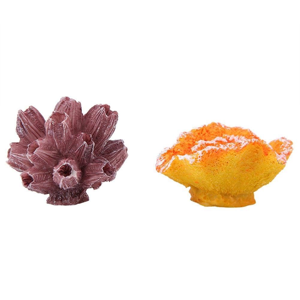 Pssopp Pink Artificial Coral, 2Pcs Realistic Artificial Resin Coral Plants Decorative Aquarium Decor Fish Tank Decorations Fresh Salt Water Ornament Underwater Ornament