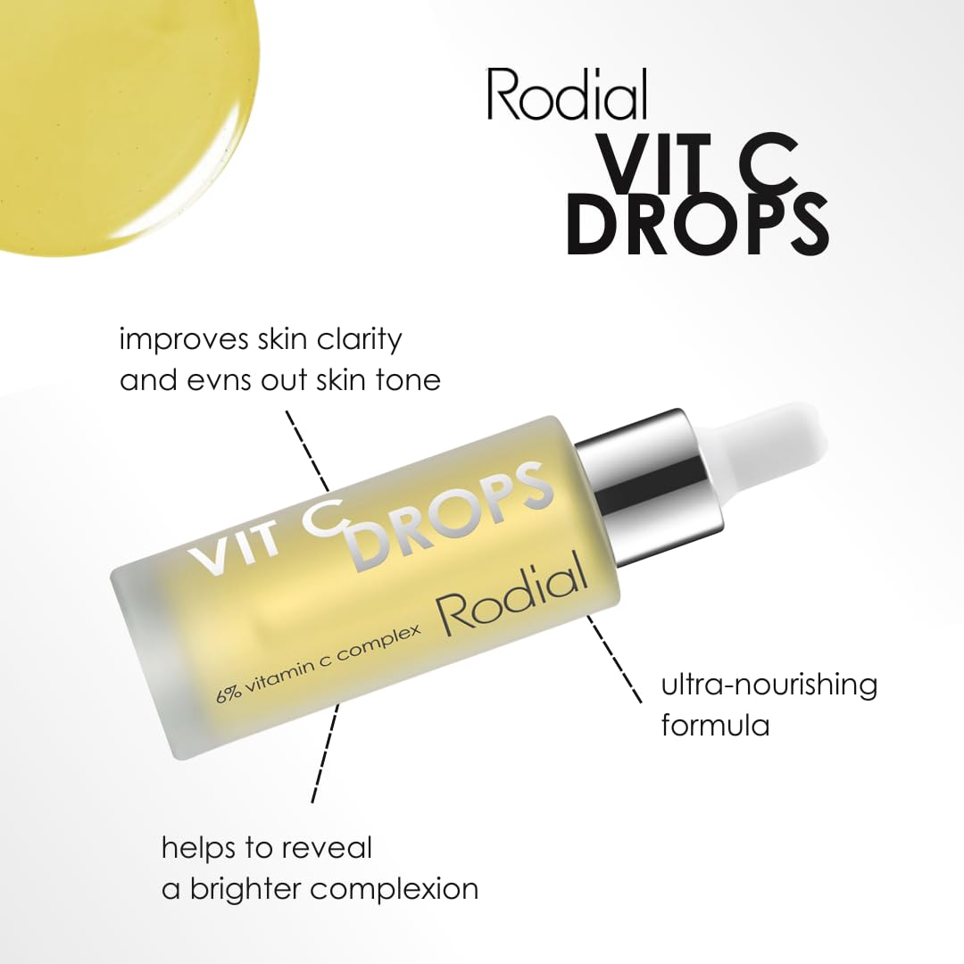 Rodial Vit C Booster Drops 1 fl oz, Lightweight Vitamin C Face Serum with Vitamin B5 & Babassu Oil, Brightening Facial Drops to Boost Radiance & Luminosity