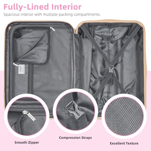 Image of LARVENDER Carry On Luggage 22x14x9 Airline Approved with Spinner Wheels, Expandable 20 Inch Luggage with TSA Lock, Hard Shell Carry On Suitcases for Women Men, Berry