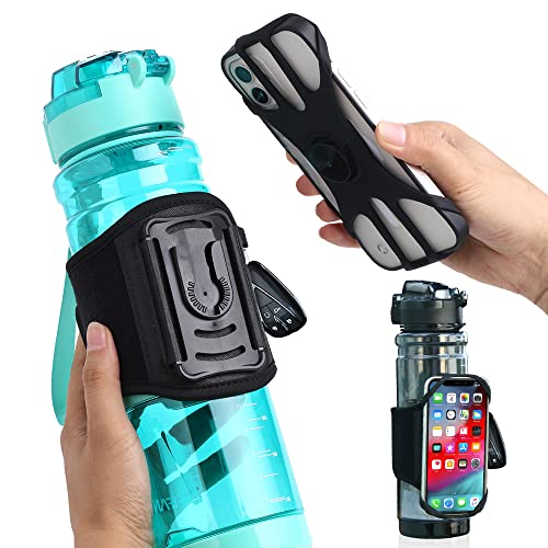 Palwin Gym 2 In 1 Wasserflaschenhalter, Dauerhaftigkeit Wasserflaschentasche Sport Wasserflaschenhülle Arm Lauftelefonhalter, Wasserflaschengurt Moderne 360° Gym Handyhalterung Wasserflaschenträger
