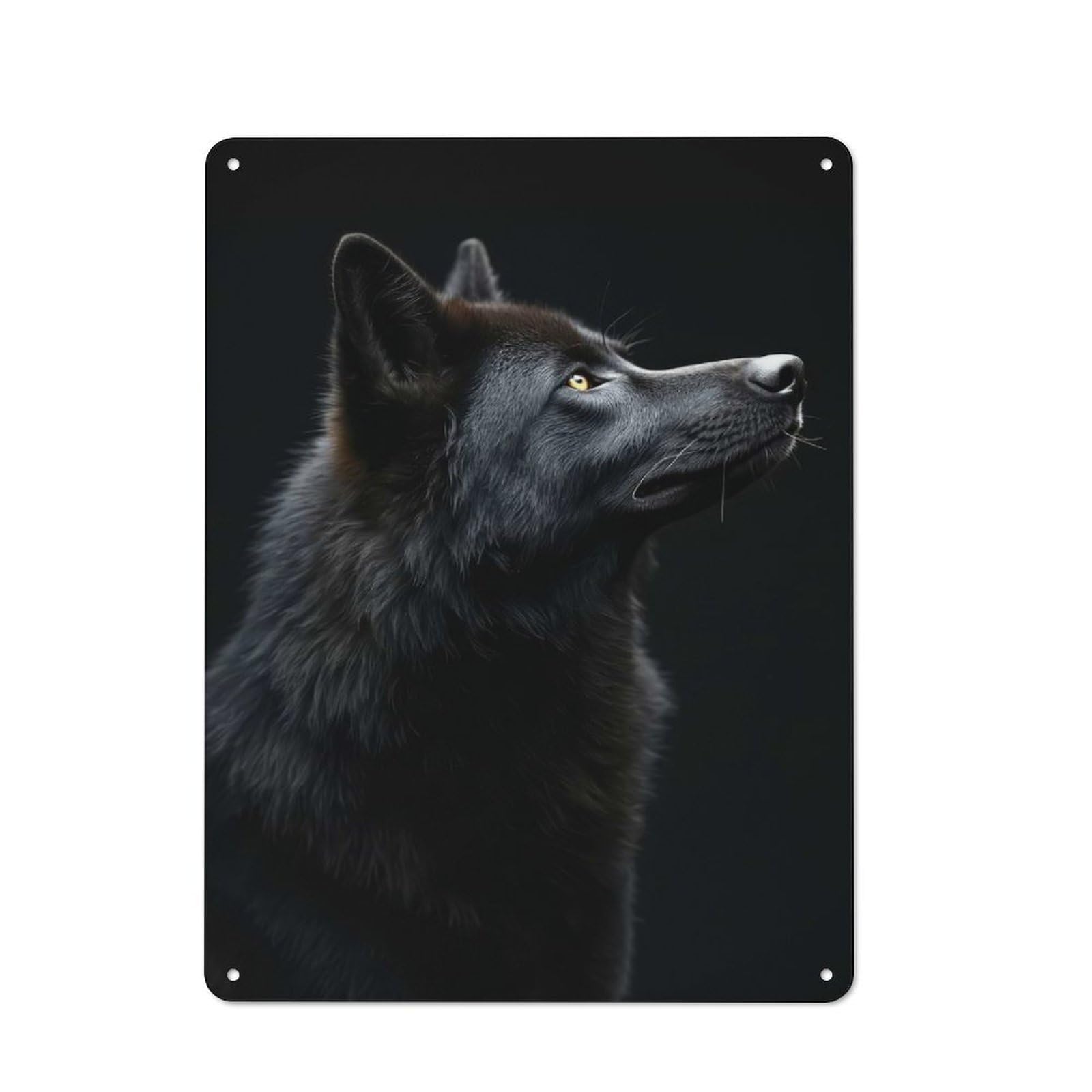 Vintage Black Wolf Portrait Vintage Metal Sign 40x30cm, Pub Wall Decor for Cafe, Pub, Workshop Or Home Bar