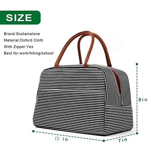 Scotamalone Insulated Lunch Bag Cooler Tote Bag Luch Box Lunch Container Lunch Organizer,Lunch Holder with Front Pocket Zipper Closure for Woman Man Work Pinic or Travel (strap) - Thumbnail 4