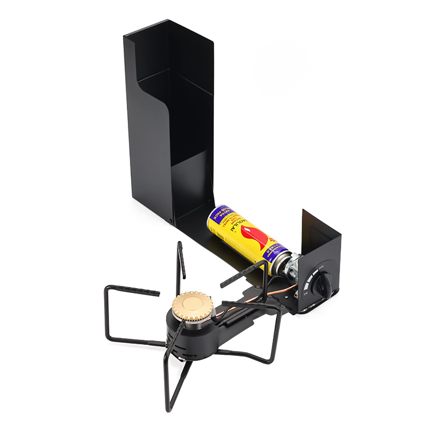Réchaud de camping robuste 2400W en acier noir durable