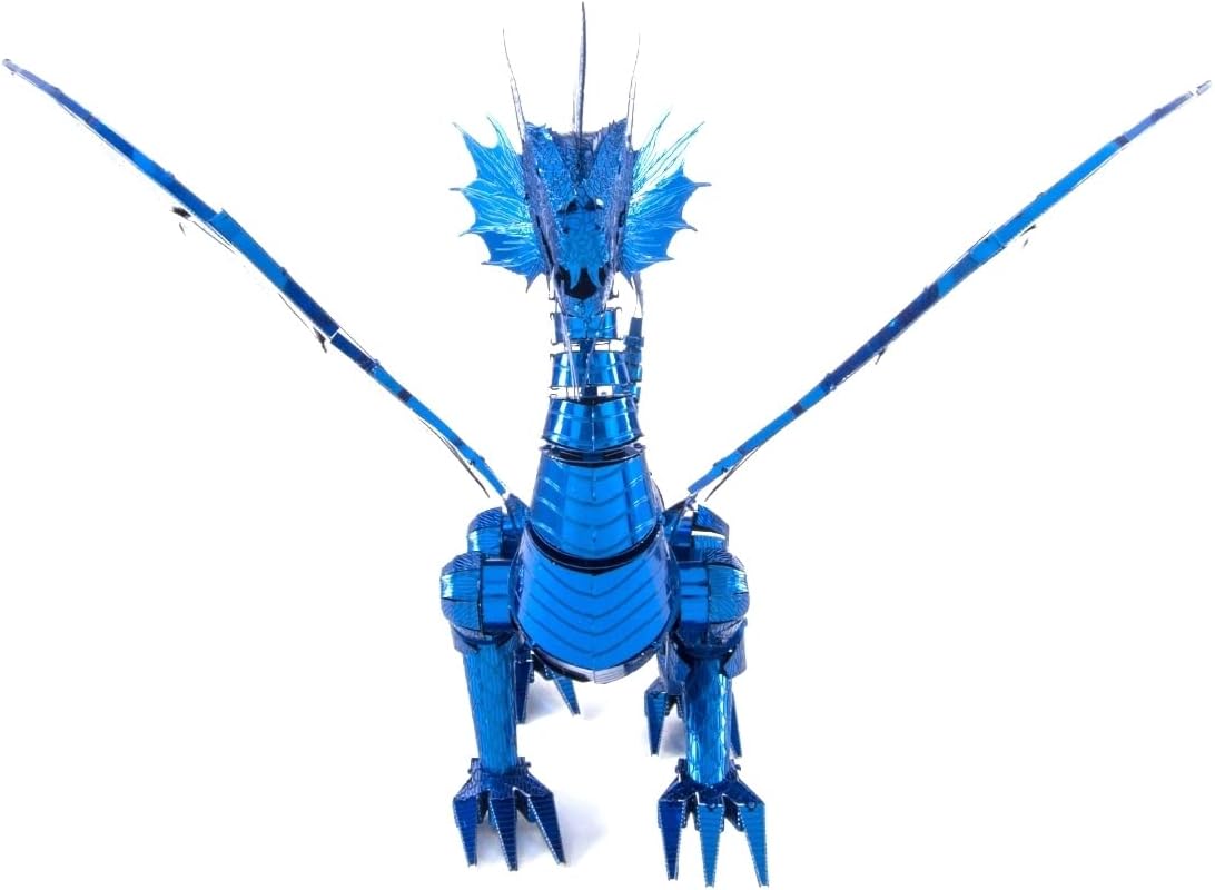 Metal Earth Fascinations Premium Series Blue Dragon 3D Metal Model Kit Bundle with Tweezers