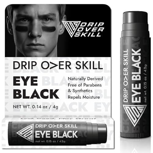 D.R.I.P Over Skill Premium Eye Black Stick, Clean & Natural Ingredients, Dermatologist-Tested, Hypoallergenic, Paraben-Free, Anti-Glare Sports Face Paint, Baseball, Softball, Lacrosse, Football Drip
