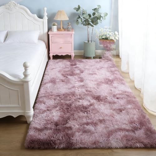 Tapis moderne shaggy doux et confortable 265 x 285 cm rose - 2