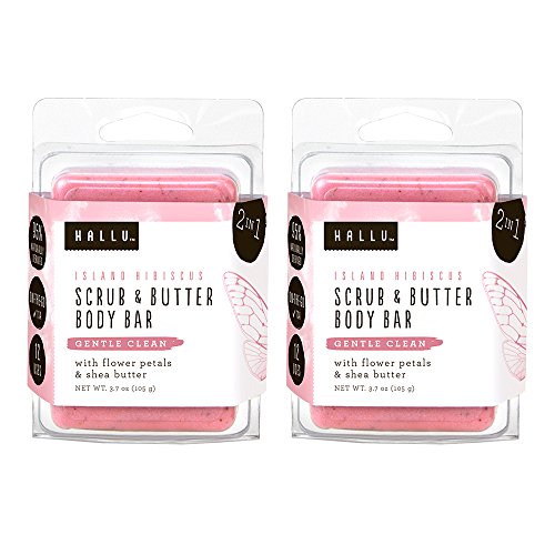 Hallu Body Scrub, Bar Soap, Fairy, Island Hibiscus Scent, 3 oz, Pack of 2