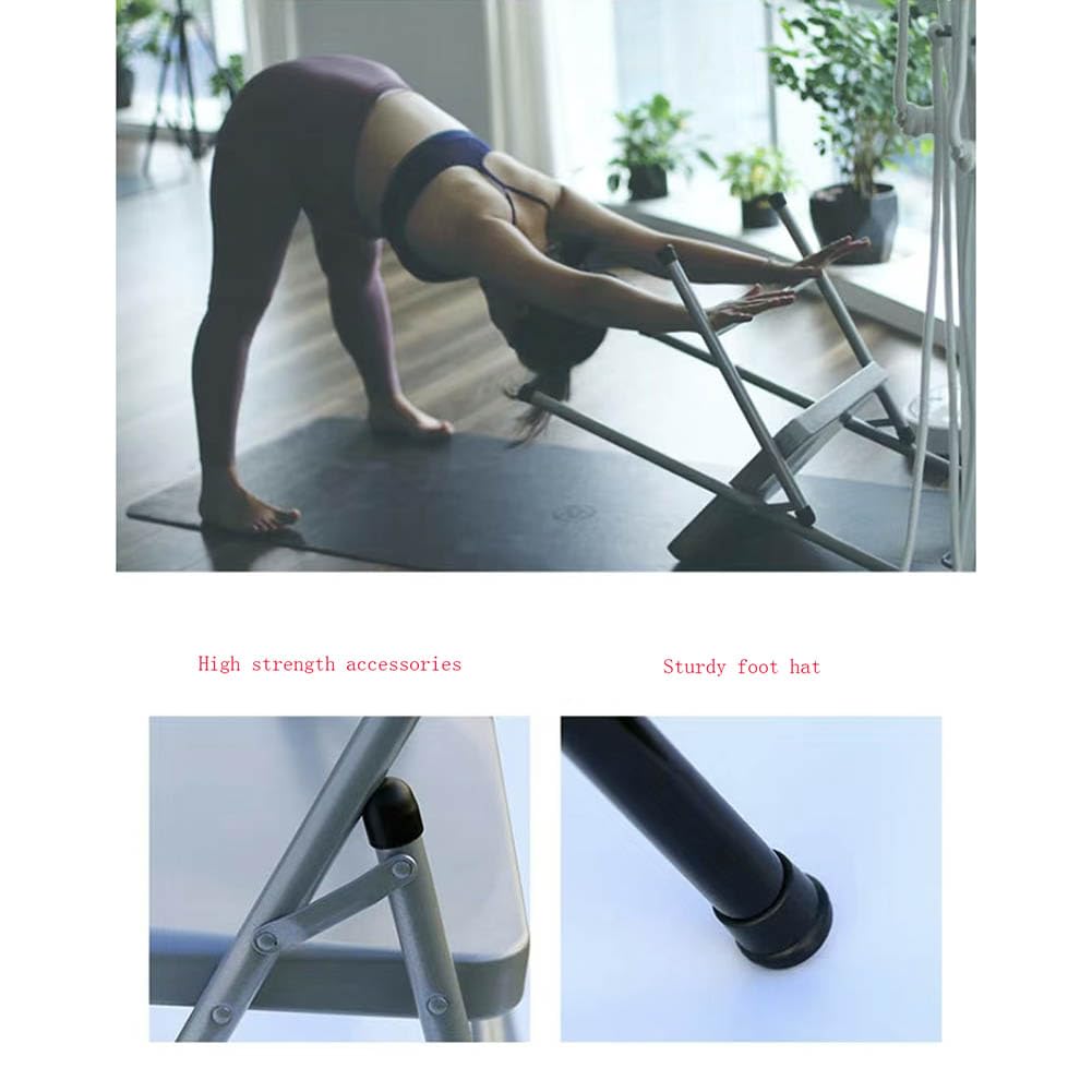 Pieghevole Sedia Equilibrata da Yoga,Poltrona Ausiliaria Multifunzione Iyengar Yoga,Pilates Sedia,Pieghevole ausiliaria Yoga,Strumento di Allenamento per Forza,Silver white-82cm×43cm