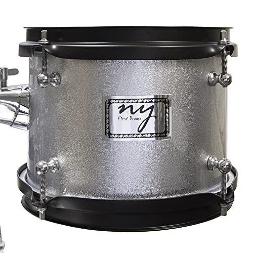 Bateria Acústica Infantil Junior 2T Prata com Banco New York