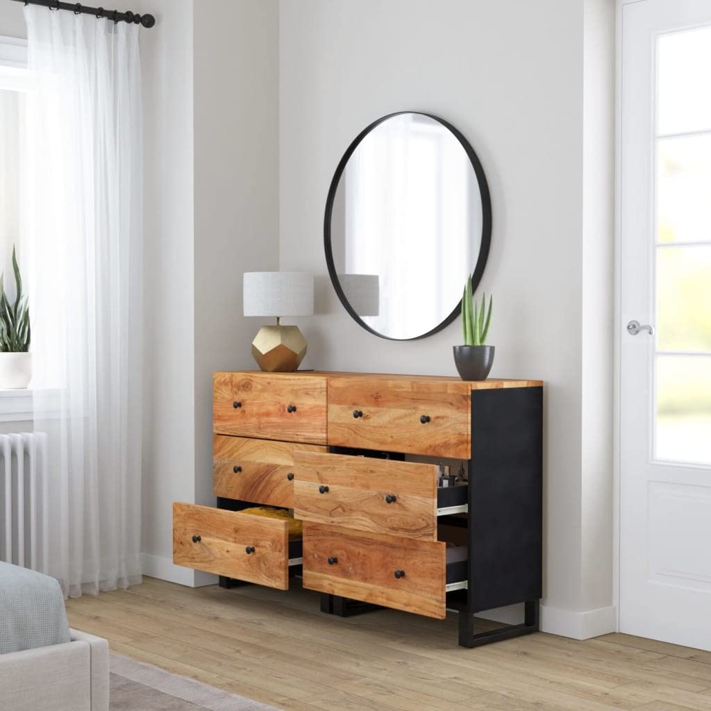 VidaXL Sideboard Aus Massiv-Akazienholz – 63x30x75 Cm, Mit 2 Türen & 2 Schubladen