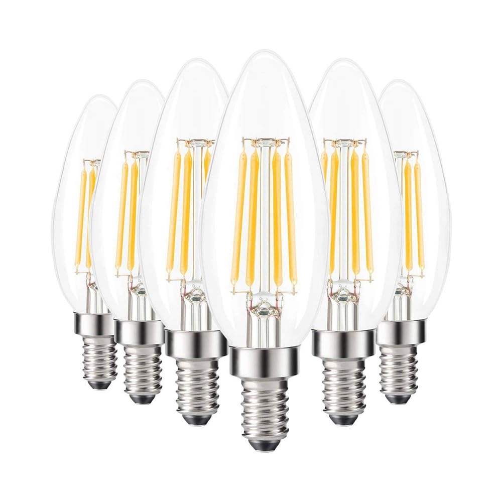 NXCVBNKZJ KJXP Lighting, Pack of 6, LED Candle Bulb E14 AC220V 2W/4W/6W C35 Edison Retro Filament Lamp 360 Degree Chandelier Light(Warm White,2W)