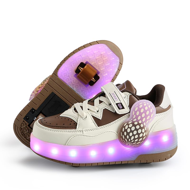 Image of Girls Retractable Roller Shoes with LED for Outdoor Activities | Adjustable Wheels and LED, Thickened PU, Breathable Fabric Material, for School and Outdoor Activities