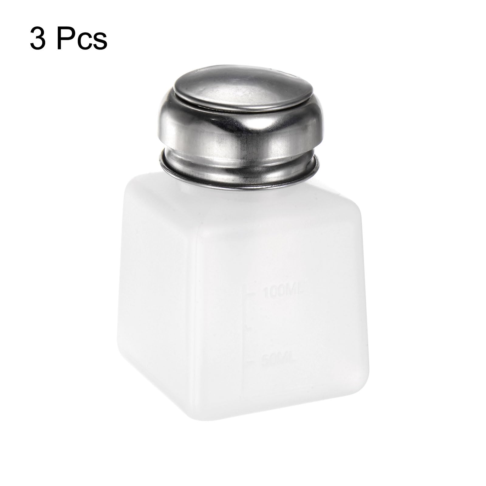 QUARKZMAN 3pz Dispenser Solventi Alcol, 100ml (3.4oz) Dispenser Liquidi Pressione, Coperchio Sigillante Acciaio Inox per Acetone, Detergente, Solvente Smalti, Bianco