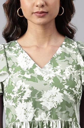 Image of Janasya Women's Georgette Printed Flared Western Dress