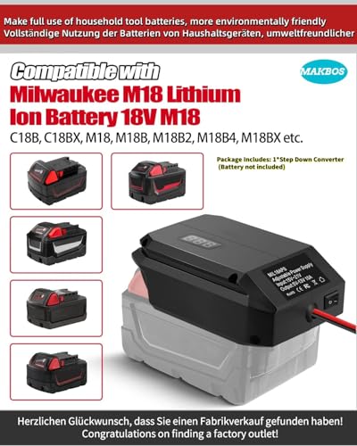 12V Converter for Milwaukee 18V to 12V Step Down for Power Wheels Battery Adapter,Power Connector for All Car Appliances,DIY Charger Buck Converter,Cigarette Lighter Connector,Outdoor Camping - Image 3