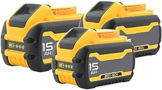 DCB615 20V-60V FLEXVOLT Replacement Lithium Ion Battery 12AH/15AH - Compatible with Dewalt DCB612 DCB609 DCB615 DCB200, Fits Power Saws/Cordless Power Tools(15AH X3)