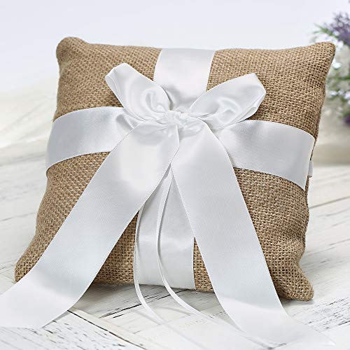 Baugger - Anel de casamento Travesseiro Serapilheira Cerimônia de Casamento Bolso Anel de Cetim Trav