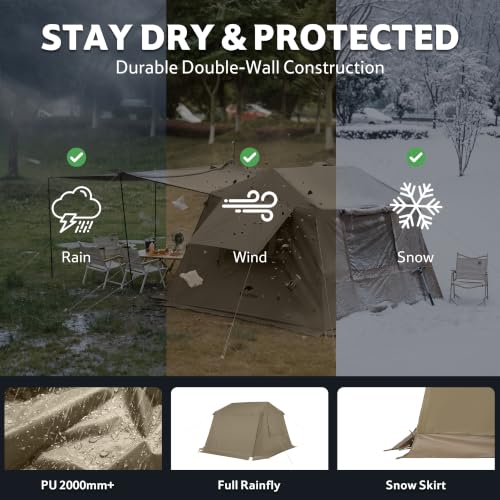 Image of Naturehike Village Instant Tent, 4 Person 8 Person Camping Tent with Full Rainfly, Waterproof Large Cabin Tents for Car Camping