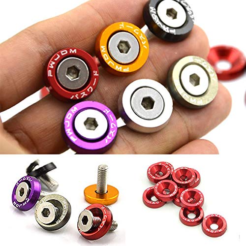 Generic 20PCS M6 Car Styling Modification JDM Sticker Stickers Password Fender Washer License Plate Bolts Auto Accessories - (Color: Silver)