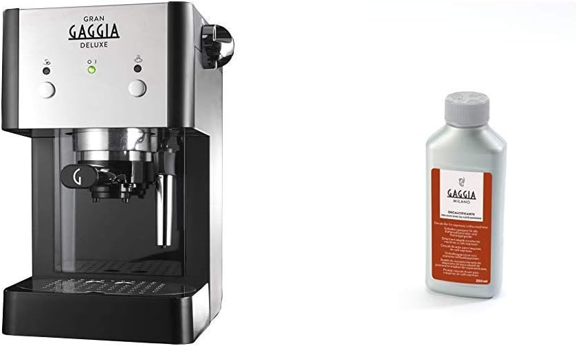 Gaggia RI8425/11 Grangaggia Deluxe, 15 bar, 950 W, Nero e Dettagli Acciaio Inox + RI9111/60 21001681 Soluzione Decalcificante, 250 ml Gaggia RI8425/11 Grangaggia Deluxe, 15 bar, 950 W, Nero e Dettagli Acciaio Inox + RI9111/60 21001681 Soluzione Decalcificante, 250 ml