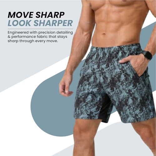 Image of GYMIFIC Sports Training Running Dry Fit Solid Shorts for Men (Pack of 2) (XL, Black /TBLUE)