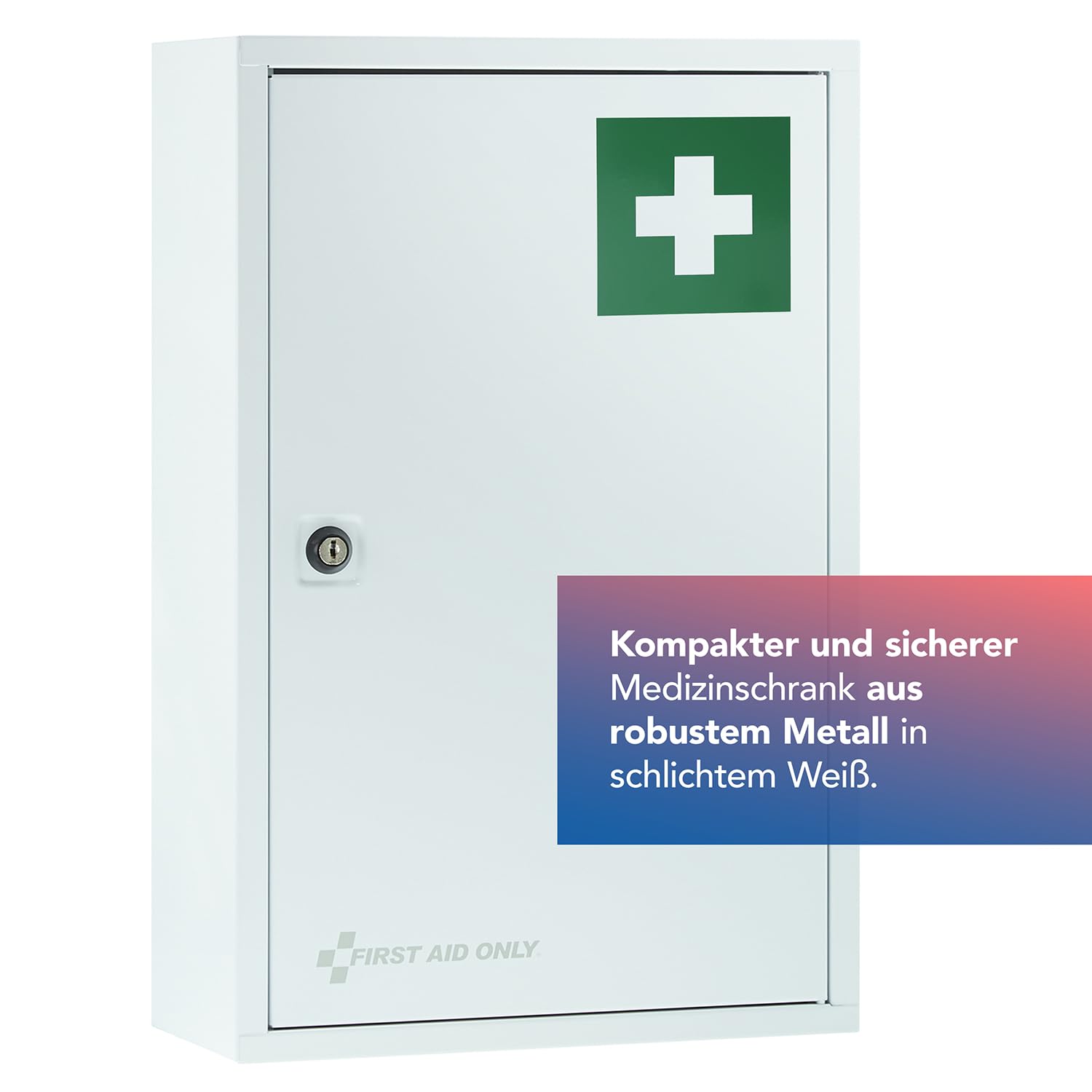 First Aid Only Verbandschrank Weiß mit 3 Fächern DIN 13157 | Gefüllter Erste-Hilfe-Schrank aus Metall zur Verbandmaterial und Medikamenten Aufbewahrung | Medizinschrank 46 x 30 x 14 cm