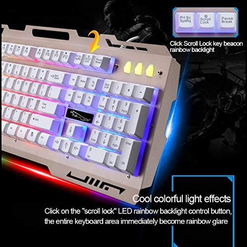 Tastiera del Computer G700 USB Retroilluminazione RGB Wired Optical Gaming Mouse e Set Tastiera, Lunghezza Cavo Tastiera: 1.35m, Lunghezza Cavo Mouse: 1.3m (Nero) (Colore : Black)