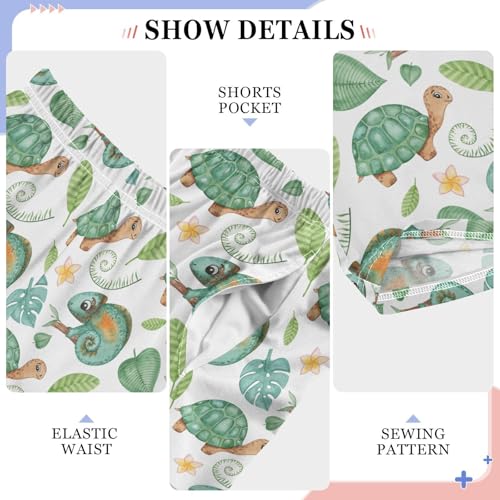 Chameleon Turtle Palm Leaf Boys Long Pants Soft Trousers Elastic Waist Kids Lounge Bottoms with Pockets S-XL4