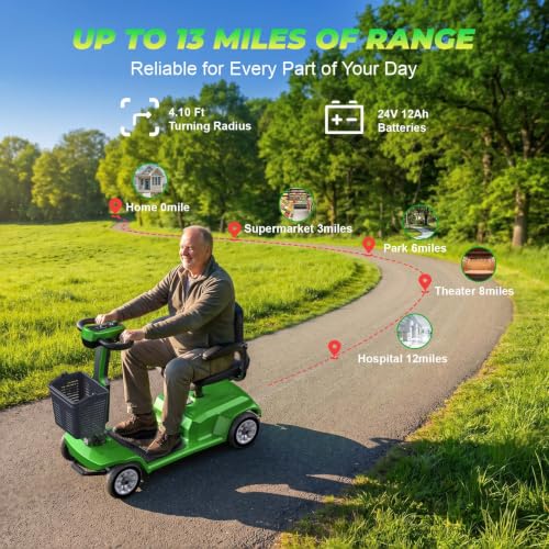 Image of Movcan X-02 4 Wheel Electric Mobility Scooter,Foldable Mobility Scooter for Adults & Seniors,419 LB Heavy Duty,13 Mile Range,360 Swivel Seat,Electromagnetic Brake,Storage Baskets,Indoor & Outdoor Use