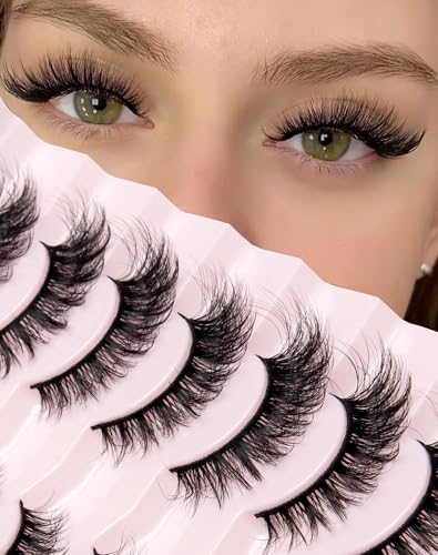Onlyall Lashes Mink False Eyelashes Natural Wispy Lashes Soft Faux Mink Lash Fluffy False Lashes 16MM A04
