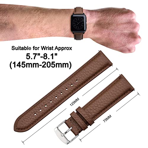 Image of ANNEFIT Watch Band 16mm, Quick Release Textured Padded Leather Straps with Silver Buckle for Men and Women (Brown)