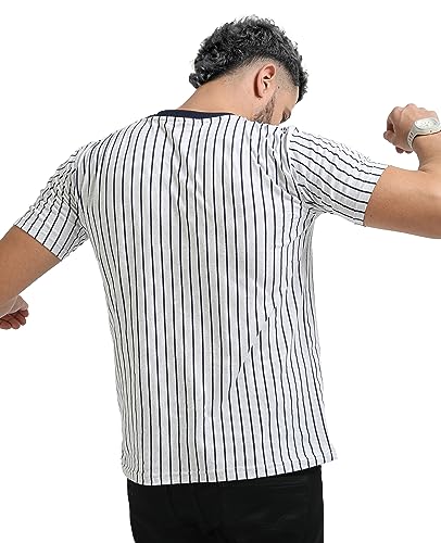 Image of fanideaz Mens Cotton Half Sleeve Striped Round Neck T Shirt