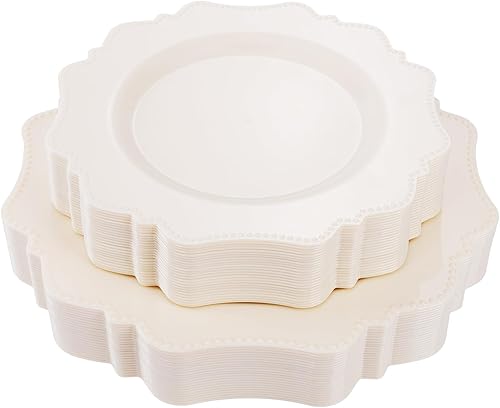 Miniatura 10 de Platos de plástico desechables, 60 unidades, platos de fiesta de plástico verde, 30 platos llanos resistentes de 10.5 pulgadas y 30 platos de